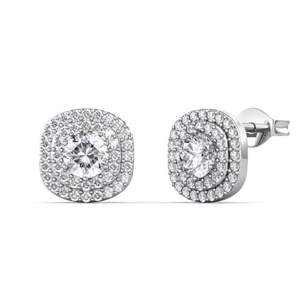 Moissanite by Cate & Chloe Lucy 925 Sterling Silver Stud Earrings 0.6TCW for Women, Gift for Her