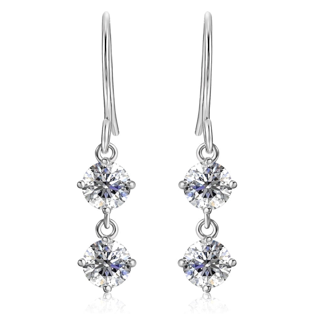 Moissanite by Cate & Chloe Talia 925 Sterling Silver Dangle Earrings 2.0TCW for Women, Gift for Her