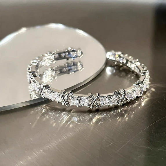 Moissanite twist Bracelets, Adjustable 925 Sterling Silver Bracelet, Eternity Engagement Wedding Bracelet for Women, Jewelry Gifts For Women Men Girls Boys
