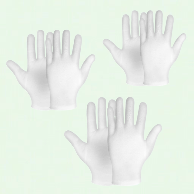 Moist Gloves, 3 Pairs White Cotton Moisturizing Gloves for Overnight Eczema Treatment, Repair