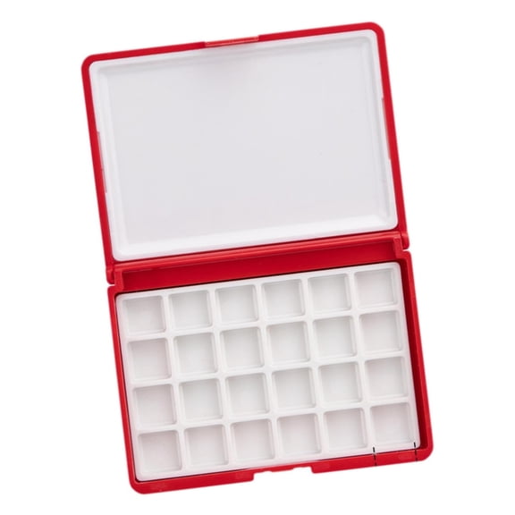 Moist Paint Palette Box with 24-Well Layout and Folding Lid, Portable Paint Storage Case for Travel Sketch