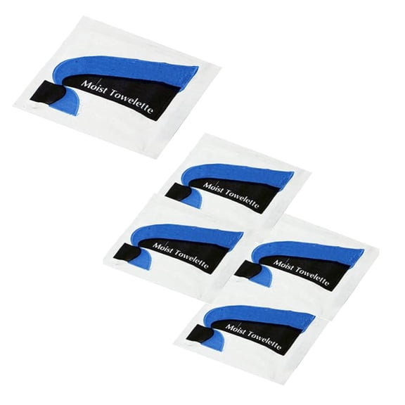 Moist Wet Wipe Towelette Individually Wrapped 4.5 x 6.25 inch, Lemon Scent, Single Use, Alcohol Free (100)