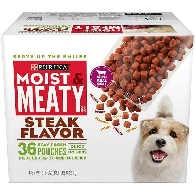 Purina Moist Meaty Burger Steak Flavor Dog Food 36 Count Real Beef Pet Hamburgers Walmart