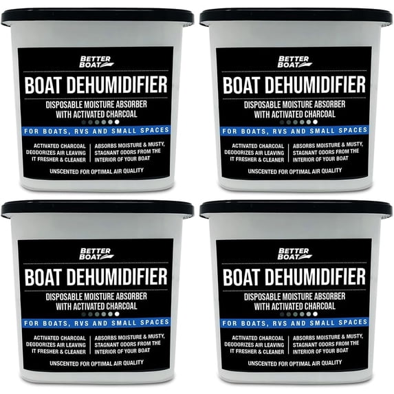 Moisture Absorber 4 Pack with Activated Charcoal Dehumidifier Bucket, Unscented Odor Absorber for Closet Basement Bathroom Boat RV, Disposable - General
