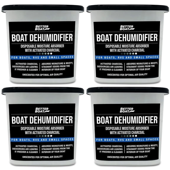 Better Boat Moisture Absorber Dehumidifier, 4-Pack, 6 in, Charcoal Smell Remover