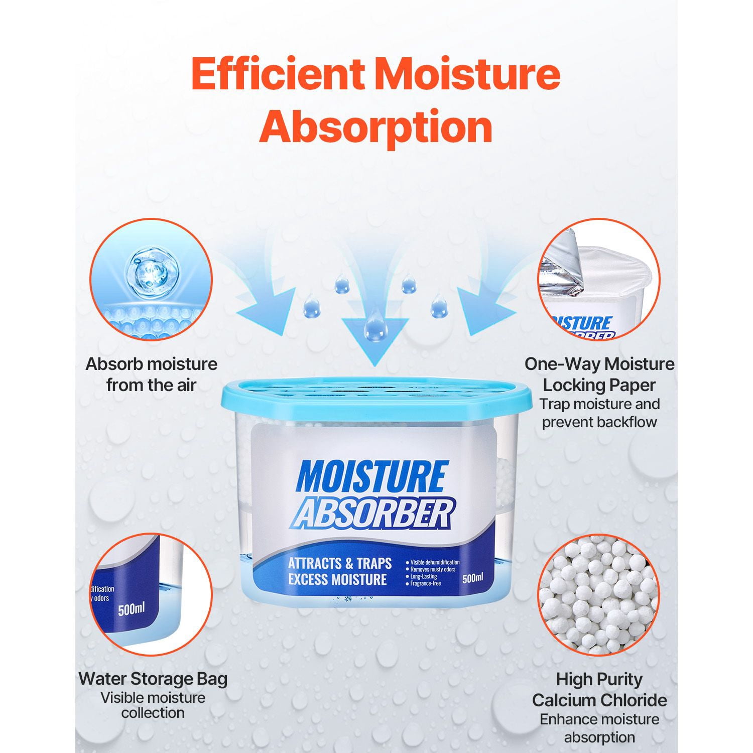 Moisture Absorber Boxes, 10.8 oz Humidity Absorber Boxes(6 Packs), Fragrance Free Dehumidifier Attracts Extra Moisture from Your Bathroom, Closet, and Kitchen