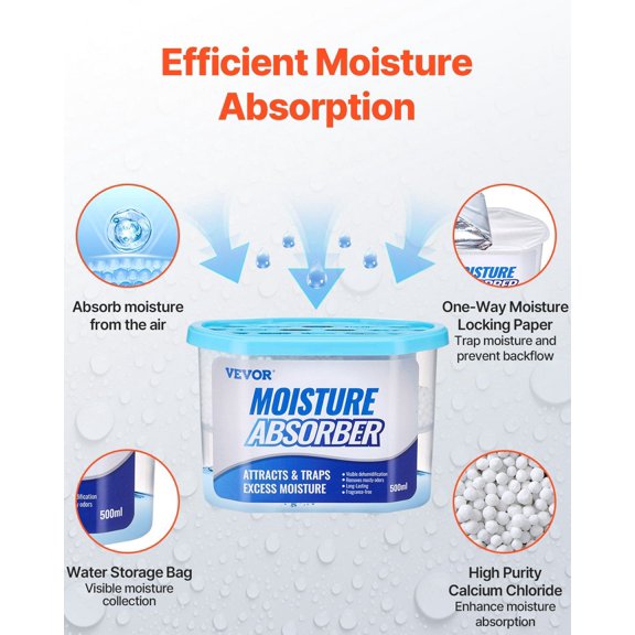 Moisture Absorber Boxes,10.8 oz Humidity Absorber Boxes(6 Packs),Fragrance Free Dehumidifier Attracts Extra Moisture from Your Bathroom,Closet,and Kitchen