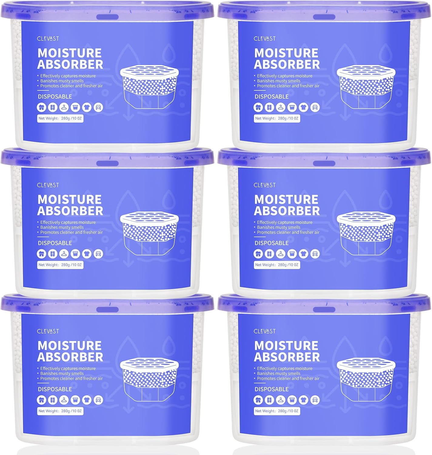 Moisture Absorber Boxes 6 Pack, 10 Oz Dehumidifier for Closet ...
