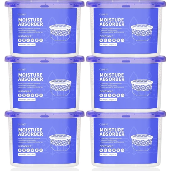 Moisture Absorber Boxes 6 Pack, 10 Oz Dehumidifier for Closet & Bathroom, Humidity Wardrobe, Bedroom, RV Car, Fragrance-Free Control, Unscented