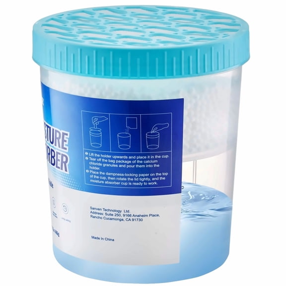 Moisture Absorber Bucket 2-Pack, 16.2oz Hi-Capacity Dehumidifier, 800ml Storage, Reusable, Fragrance Free for Home, Closet, Bathroom, RV & Damp Spaces