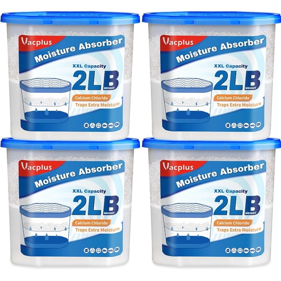 Moisture Absorber Buckets Large Capacity Dehumidifier and Humidity for Closet, Basement, Bathroom, RV, Storage Areas, Unscented, 2 lbs, 4 Pack