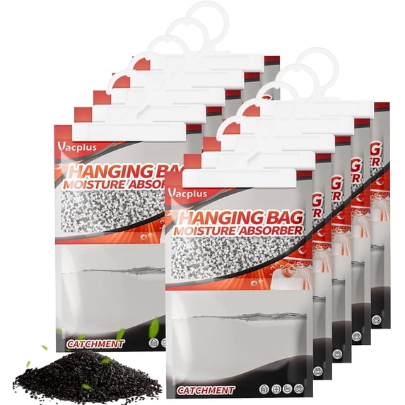 Moisture Absorbers, Hanging Closet Dehumidifier Bags, Humidity Packs, Desiccant, Dehumidifiers with Activated Charcoal, 10 Pack, 9.8 OZ
