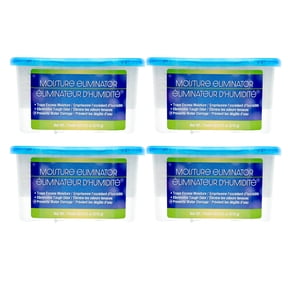 Moisture Eliminator 9.8 Oz, Absorber Bucket Humidity Packs Attracts Extra Moisture Eliminates Tough Odor and Prevent Water Damage for Closet, Bathrooms, Kitchen Car and More Pack of 4