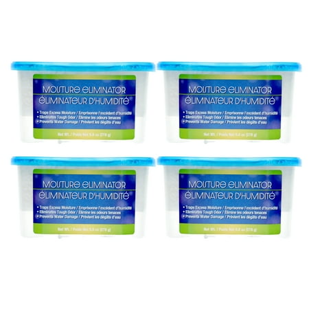 Moisture Eliminator 9.8 Oz, Absorber Bucket Humidity Packs Attracts Extra Moisture Eliminates Tough Odor and Prevent Water Damage for Closet, Bathrooms, Kitchen Car and More Pack of 4