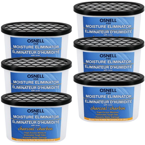 Moisture & Odor Eliminator - Absorber With Charcoal Prevents Water Damage 6 Pack, Boxed Moisture Absorber