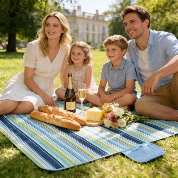 Moisture Proof Outdoor Picnic Mat 180x145 Waterproof Foldable Polyester Ground Sheet Large Multi Person Camping Tent Beach Lawn Travel Mat Easy Clean Portable Handle Durable Family Outdoor Leisure