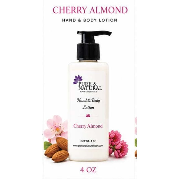 Pure & Natural Body Essentials Cherry Almond Body Lotion, Moisturizing Body Lotion for Dry Skin, Lightweight Hydrating Lotion, 4 oz