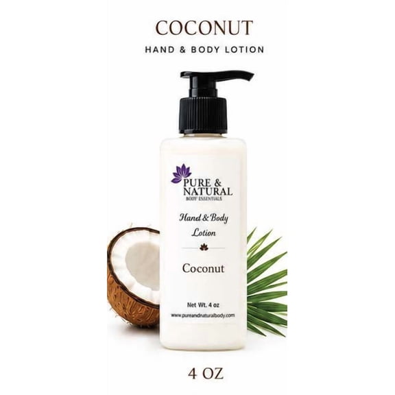 Pure & Natural Body Essentials Coconut Body Lotion, Moisturizing Body Lotion for Dry Skin, Lightweight Hydrating Lotion, 4 oz