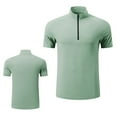 thumbnail image 1 of Moisture Wicking Shirts for Men Short Sleeve Quarter Zip Muscle Shirt Quick Dry T-Shirt Lightweight with Zipper Pocket Green XXL, 1 of 6