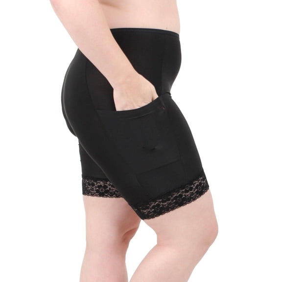 Moisture Wicking Shortlette Slipshort with Pockets 7" Color: Black Size: MEDIUM