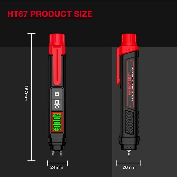 Moisture tester,Pen-type Timber Meter Wood Moisture Meter Wood Tester 0~58% Tester 0~58% Portable Professional 2 Wood 2 Wood Tester 0~58% Portable Pen-type Qisuo Tester Siuke Wood Black & Red