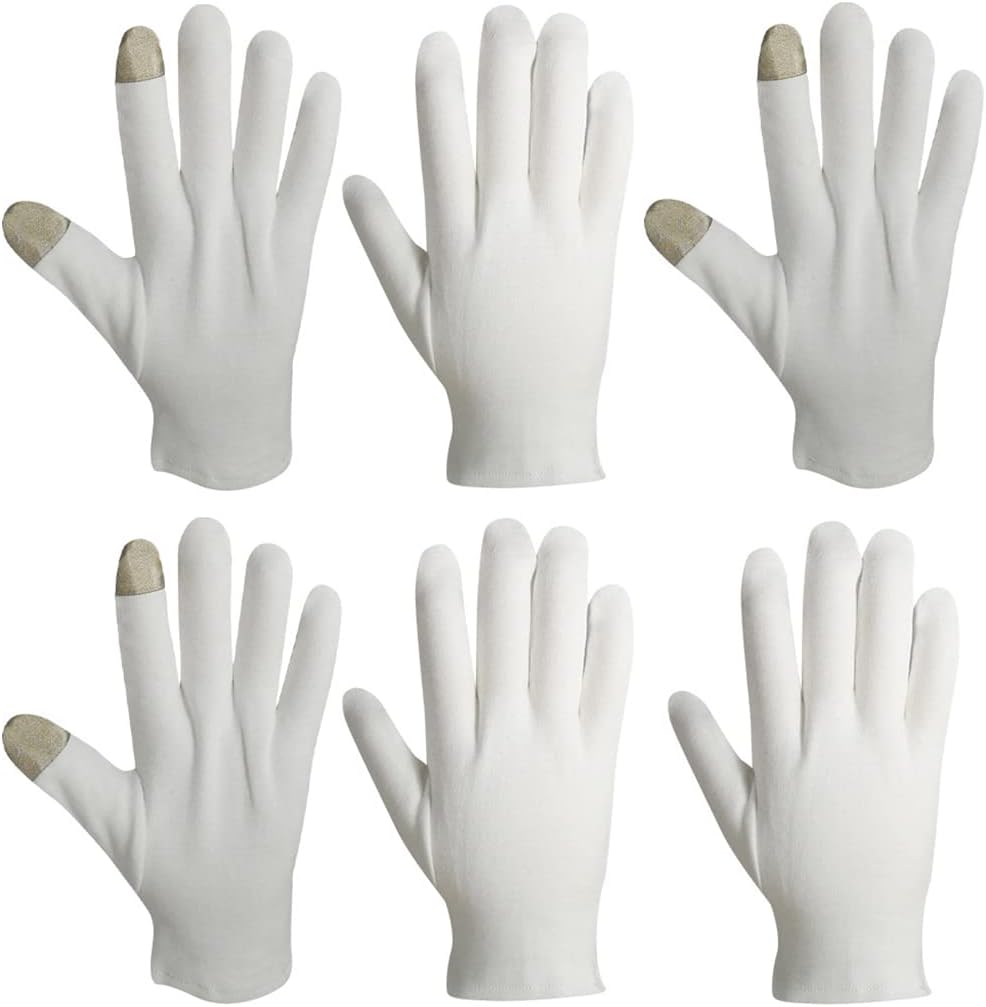 Moisturising Gloves with Touch Screen, White Cotton Moisturising Gloves