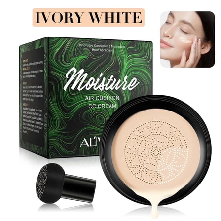 Moisturizing BB Creams Foundation, Long-Lasting Waterproof New Air Cushion CC Cream Concealer for Even Skin Tone (Ivory White)
