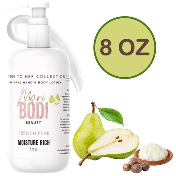 Moisturizing Body Lotion for Normal to Dry Skin, French Pear Fragrance with Shea Butter, 8 Oz Pump Bottle