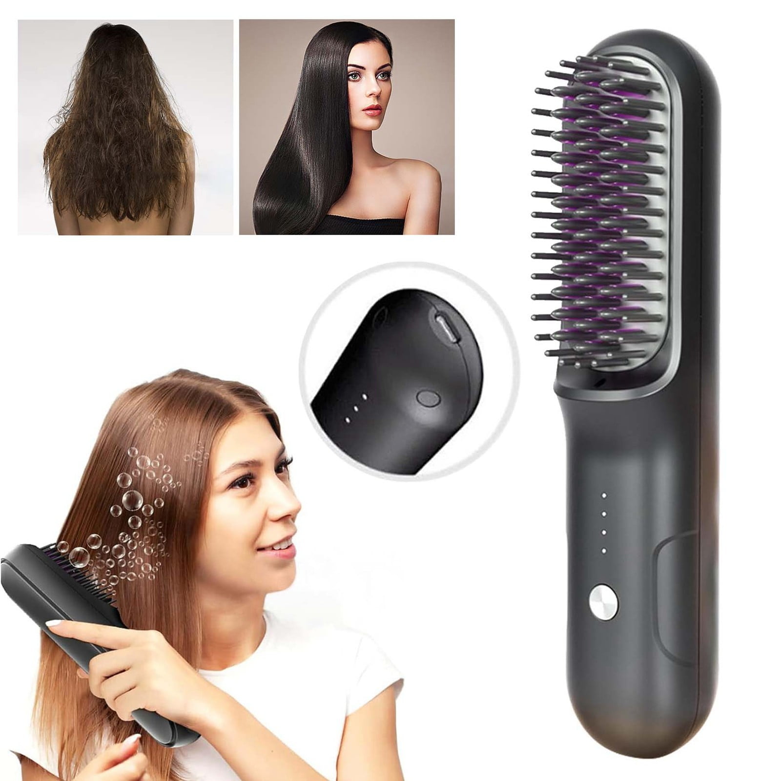 Moisturizing Conditioner for Cordless Hair Straightening Comb Does Not Harm Hair. Negative Ions Do Not Harm Hair. Portable Electric Comb Straight Clip. Walmart