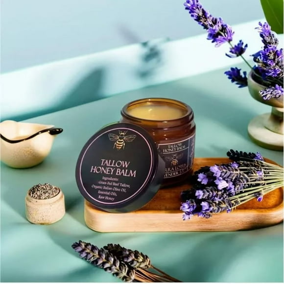 Moisturizing Cream For Face Terra Lotus Organic Grass-Fed Beef Tallow Balm With Raw Honey Natural For Soft Smooth Skin (2 Oz, Lavender),B