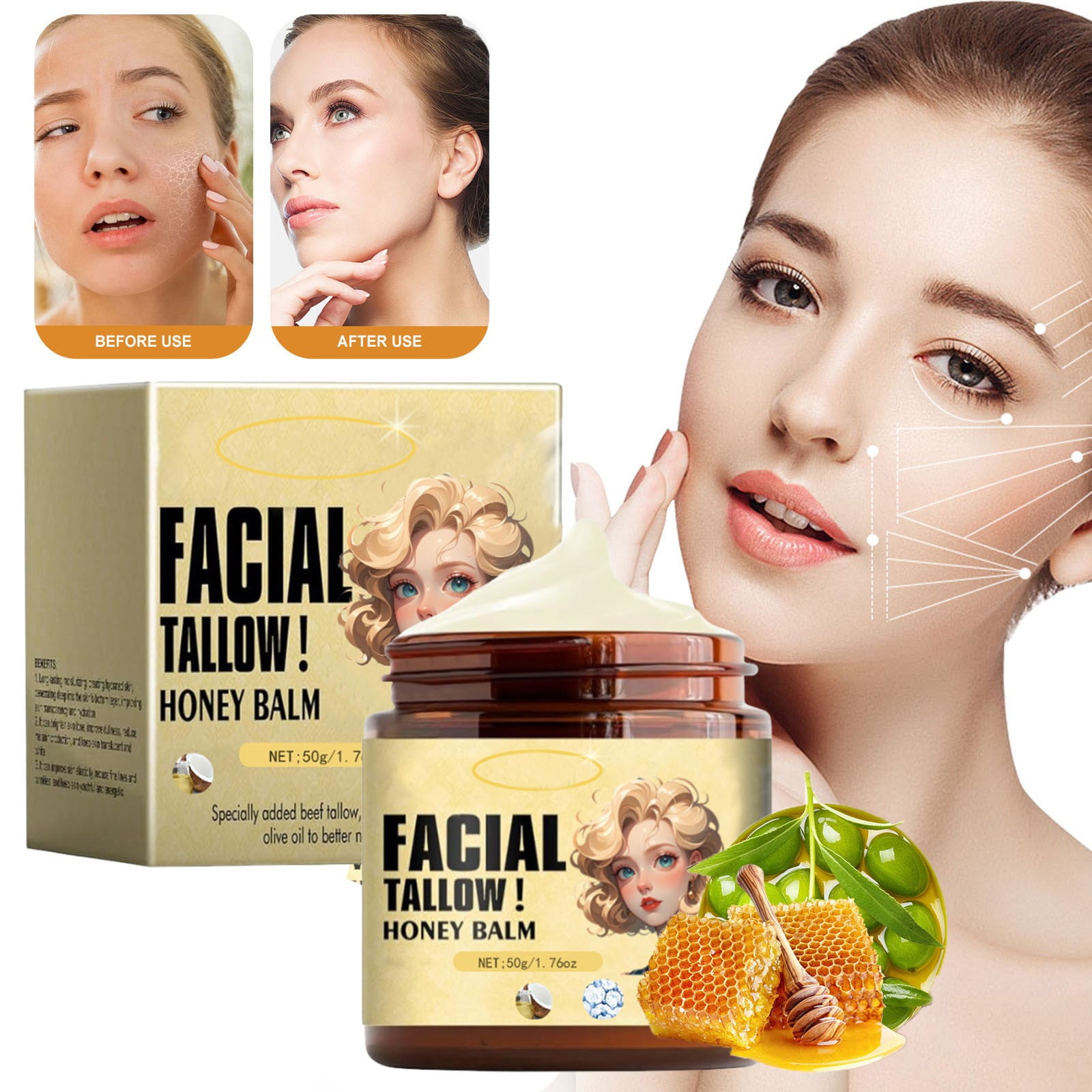 Moisturizing Cream Oily Skin Mild Anti-Allergy Beef Tallow All Purpose ...