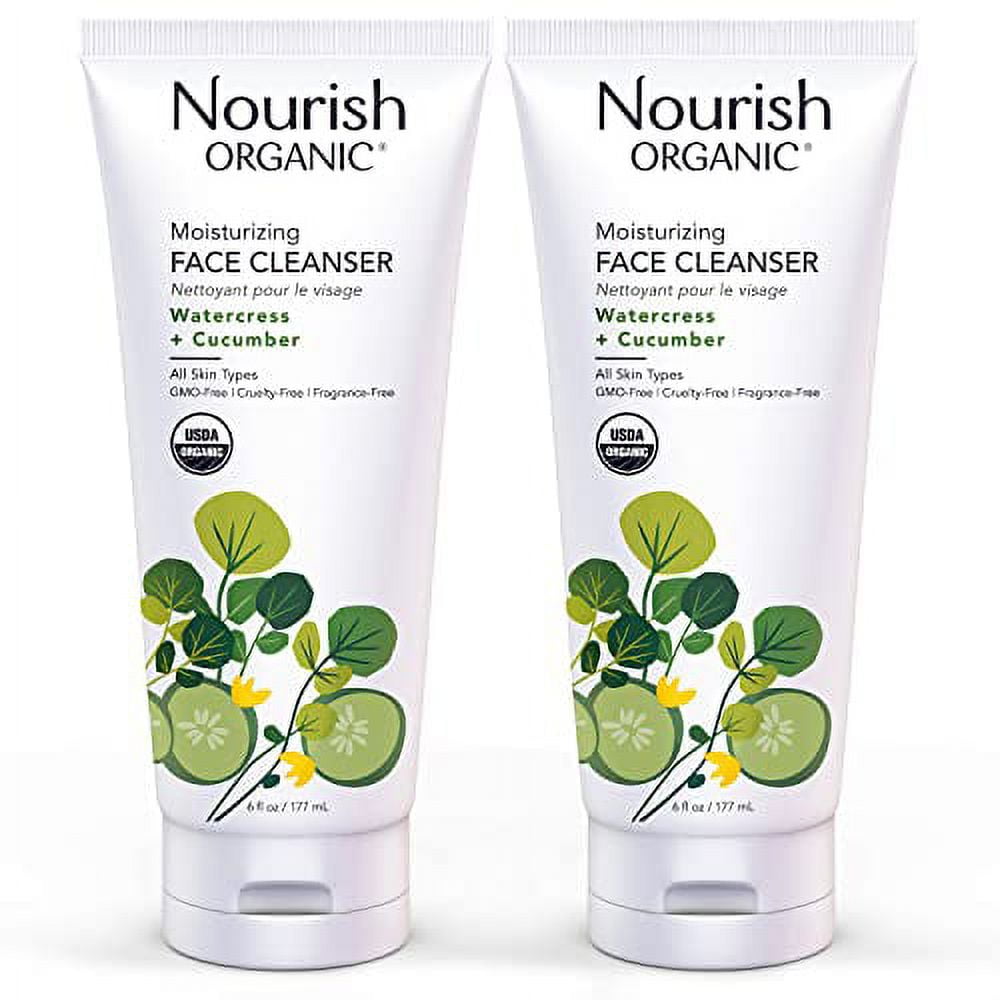 Moisturizing Face Cleanser With Aloe Vera/Watercress/Cucumber (Natural Source Of C), Face Wash For Women, Organic Face Wash For Sensitive Skin, 6 Fl Oz (Pack Of 2)
