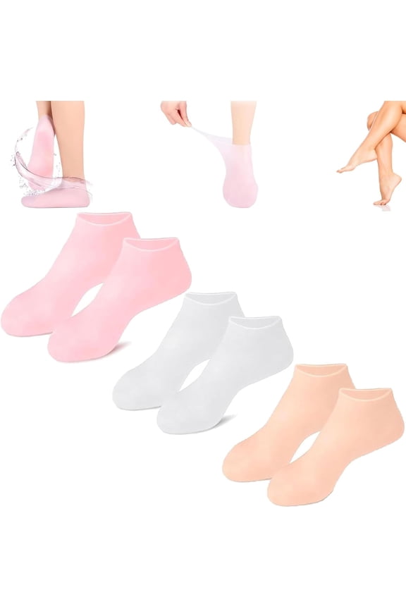 Moisturizing Foot Mask Exfoliating Silicone Socks, Reusable Gel Socks for Dry Cracked Feet, Skin-Friendly Pedicure Socks for Women Men, Beach Protective Socks