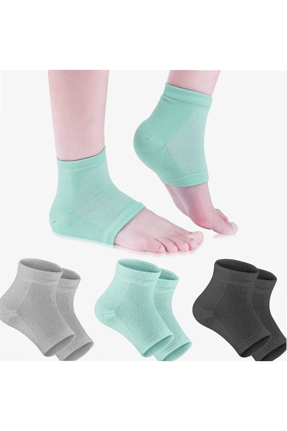 Moisturizing Gel Heel Socks for Dry Cracked Feet, Shynek 3 Pairs Spa Socks Lotion Toeless Socks for Women Dry Cracked Heel Feet Repair, Foot Care (Black, Grey, Green)