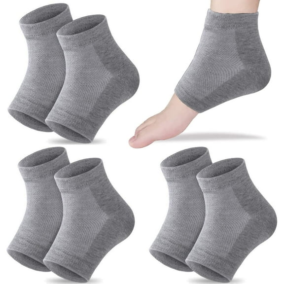 Moisturizing Gel Heel Socks Open Toe Socks Gel Lined Toeless Spa Socks for Dry Hard Cracked Heel (3P-Grey)