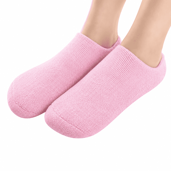 Moisturizing Gel Socks for Dry Cracked Feet, Reusable Silicone Gel Heel Socks for Softening Rough Skin, Hydrating Foot Care Booties for Overnight Moisture, Spa Pedicure Socks for Women and Men, Pink