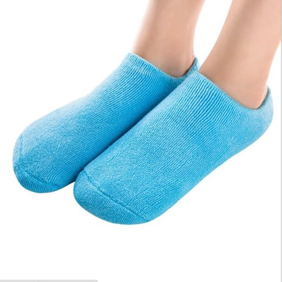 Moisturizing Gel Socks for Dry Cracked Feet, Reusable Silicone Gel Heel Socks for Softening Rough Skin, Hydrating Foot Care Booties for Overnight Moisture, Spa Pedicure Socks for Women and Men, Blue