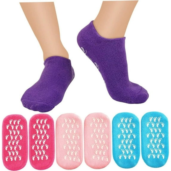 Moisturizing Gel Socks Set - 4 Pairs of Soft Spa Socks for Repairing and Softening Dry Cracked Feet Skins