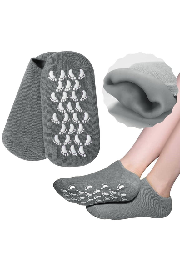Moisturizing Gel Socks for Intensive Foot Care Softening Rough Skin and Non Heel Reusable Silicone Socks for Women and Men