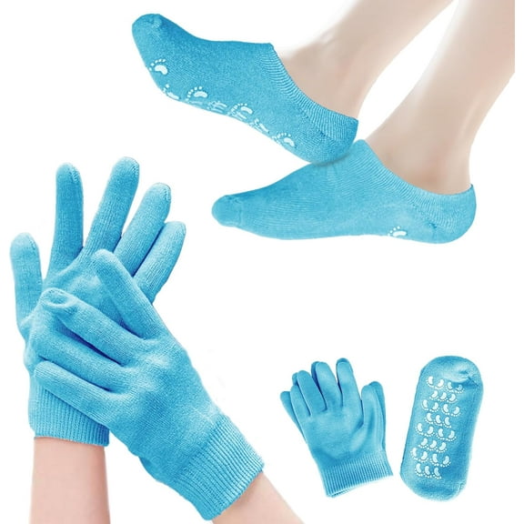 Moisturizing Gloves and Socks, Gel Spa Moisturizing Therapy Sock & Glove, Overnight Gloves for Dry Hands, Repair and Soften Aging, Hand and Feet Care for Chapped and Dry Skin (Pink)