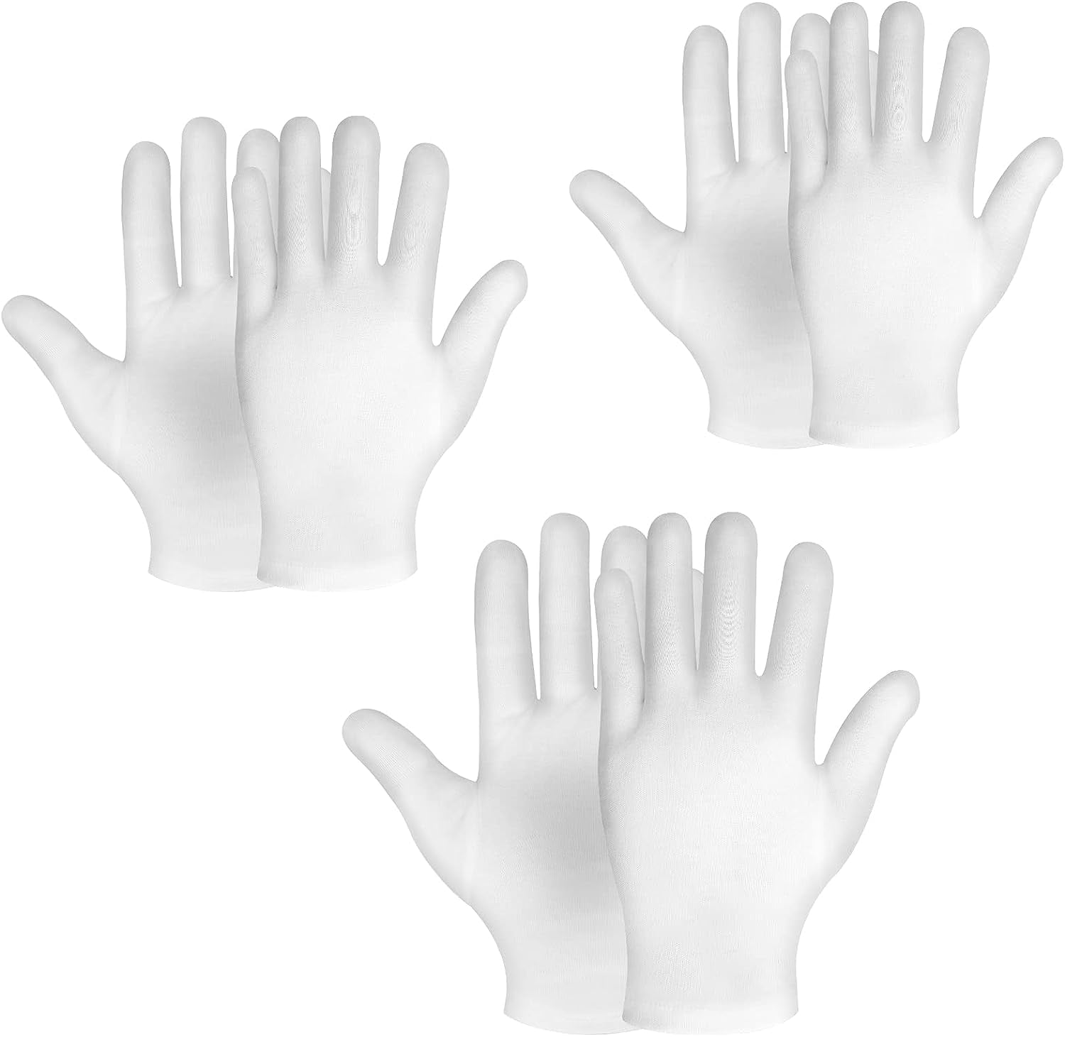 Moisturizing Gloves, White Cotton Gloves for Women and Men Overnight Bedtime Nighttime Lotion Dry Hands Spa Cosmetic Treatment Moisturizing Bathing Accessories Washable SPA Gloves (3 Pairs)