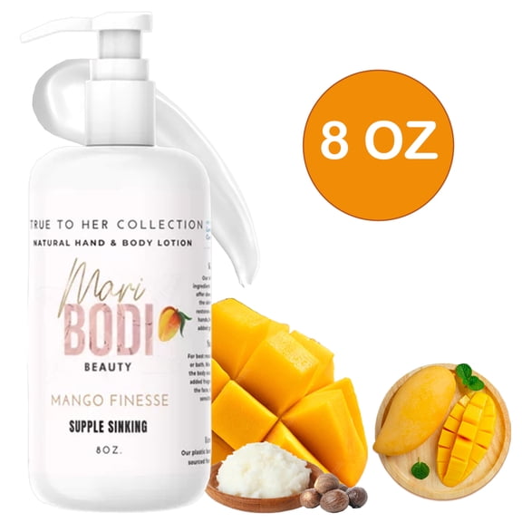 Moisturizing Hand & Body Lotion for Dry Skin, Mango Finesse Fragrance, 8 Oz Pump Bottle by MariBodi Beauty