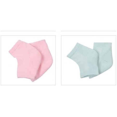 Moisturizing Heel Socks, 4 Pairs of Gel Lined Hydrotherapy Socks, Can Heal and Treat Dry and Cracked High Heels When You Sleep One Size fits All Green 2 Pairs + Pink 2 Pairs