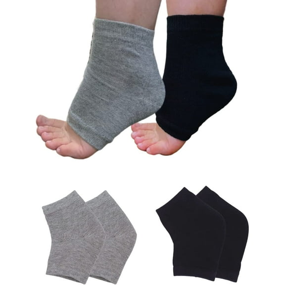Moisturizing Heel Socks Gel Heels Open Toe to Heal and Treat Dry Feet & Heels, Crack Heel Treatment, Pain Relief from Cracking Foot Skin for Men and Women - 2 Pairs