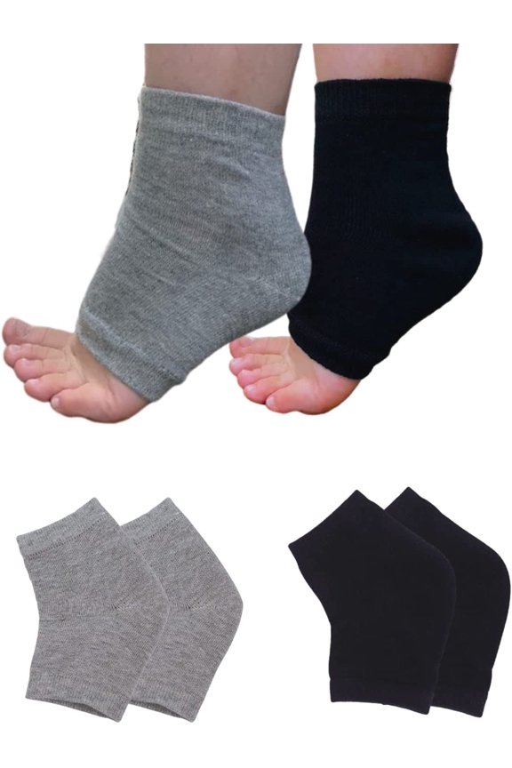 Moisturizing Heel Socks Gel Heels Open Toe to Heal and Treat Dry Feet & Heels, Crack Heel Treatment, Pain Relief from Cracking Foot Skin for Men and Women - 2 Pairs
