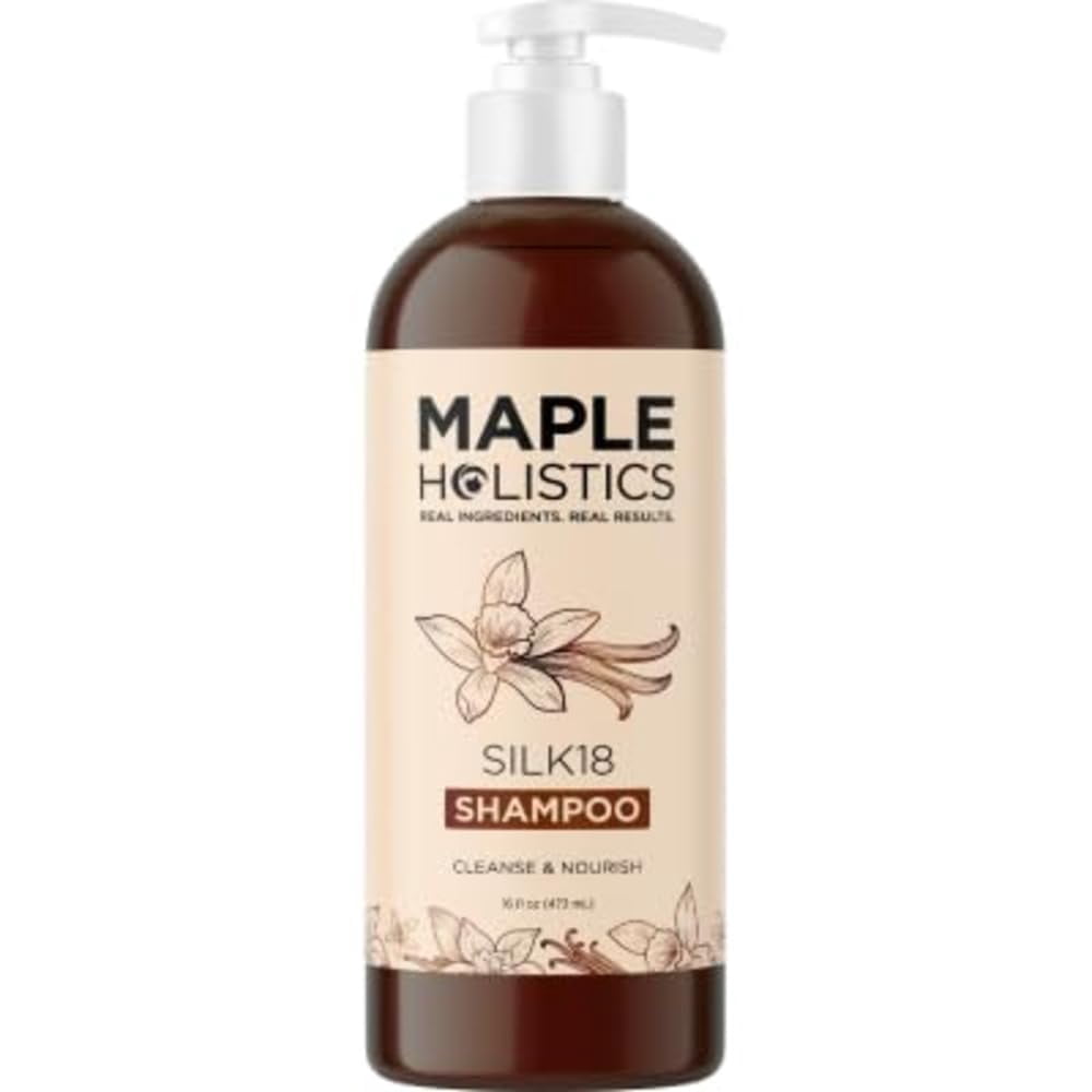 Moisturizing Shampoo for Frizzy Hair Care - Maple Holistics Silk18 Sulfate Free Shampoo for Dry Hair with Keratin and Silk Amino Acids - Curly Hair