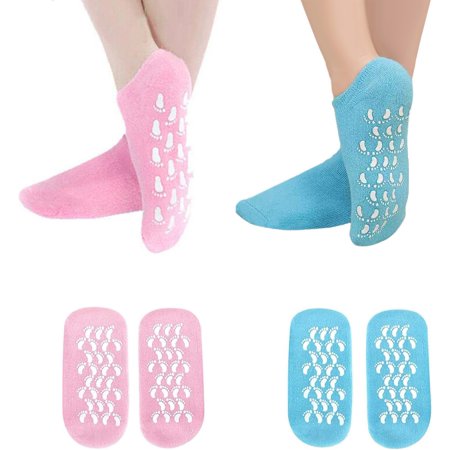 Moisturizing Socks, 2 Pairs Moisturizing Gel Socks,Soft Feet Moisturizer Spa & Pedicure Socks for Dry Cracked Heels, Calluses,Gel Spa Socks for Repairing (Blue&Pink)