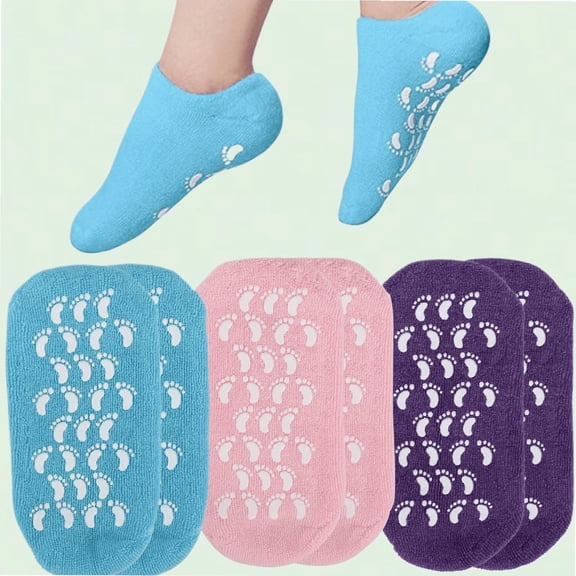 Moisturizing Socks for Dry Feet, 3 Pairs, Gel Infused, Repair Cracked Skin, Soft and Comfortable