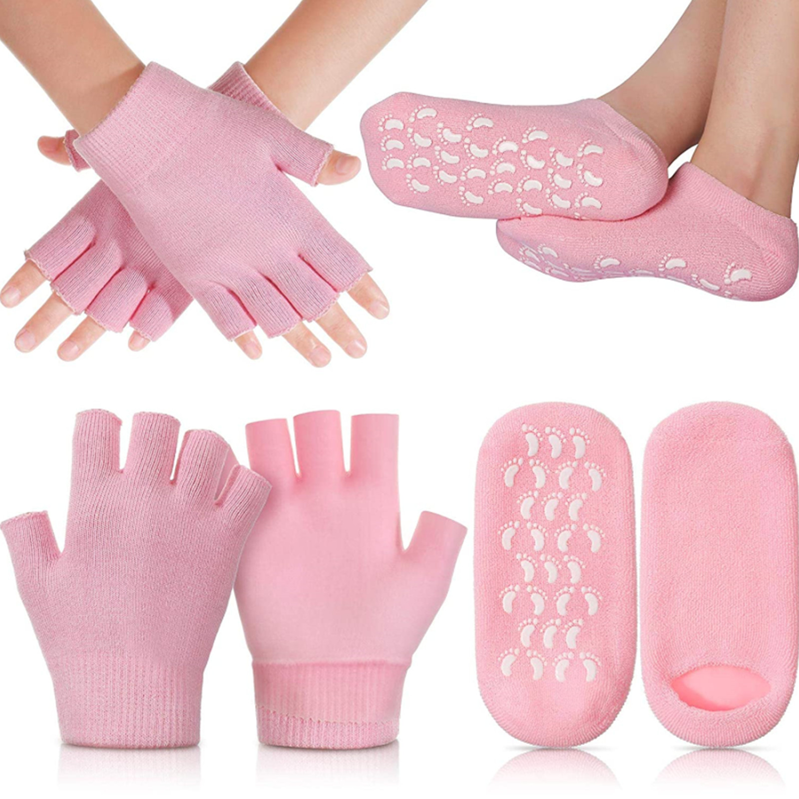 Moisturizing Spa Gloves and Socks Set, Gel Gloves and Socks Fingerless