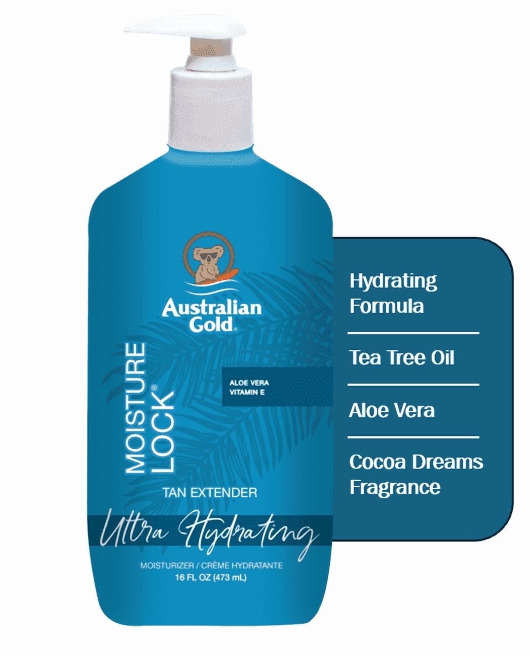 Australian Gold Moisture Lock Hydrating Tan Extender with Tea Tree Oil and  Aloe Vera, Cocoa Dreams Scent, 16 Ounce